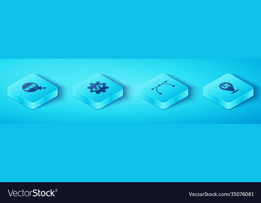 Set isometric web and graphic design front end vector image Set isometric web and graphic design front end
