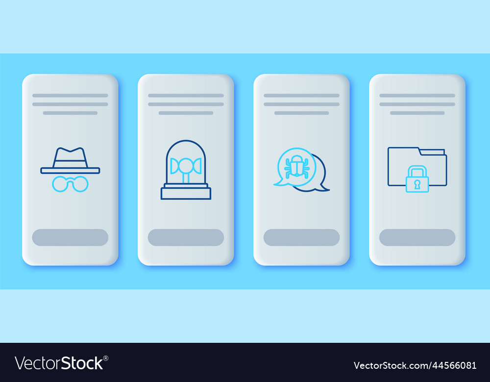 Set line flasher siren system bug incognito mode vector image Set line flasher siren system bug incognito mode