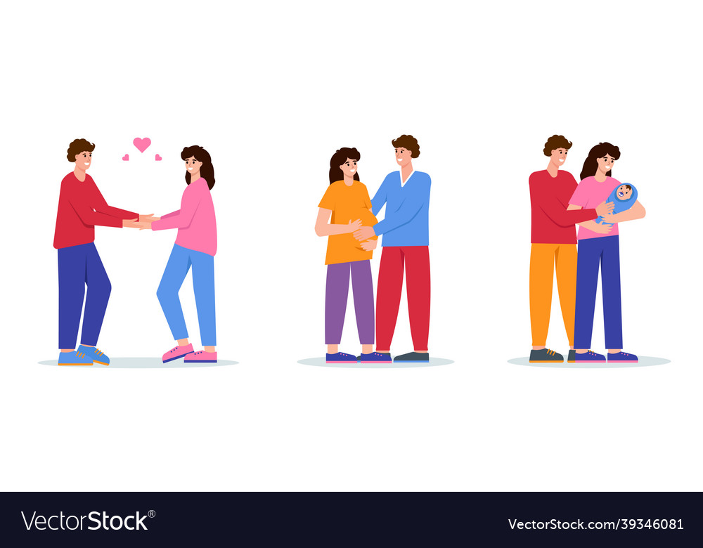 Set of people and stages family development Vector Image