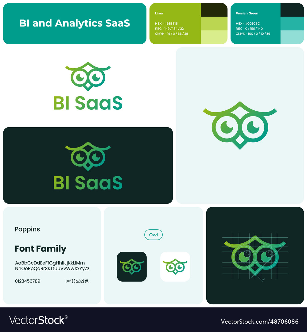 2d bi and analytics saas branding template vector image 2d bi and analytics saas branding template
