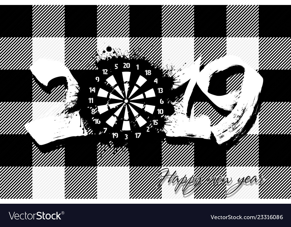 Abstract number 2019 and a dartboard from blots vector image Abstract number 2019 and a dartboard from blots