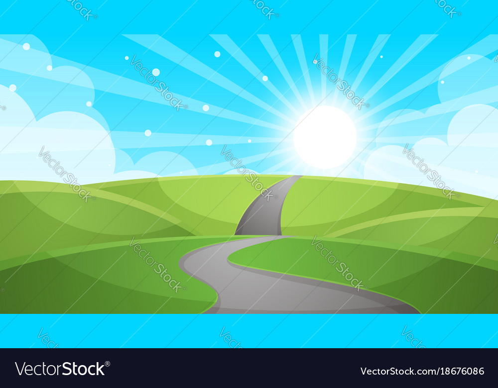 Cartoon landscape - road Royalty Free Vector Image