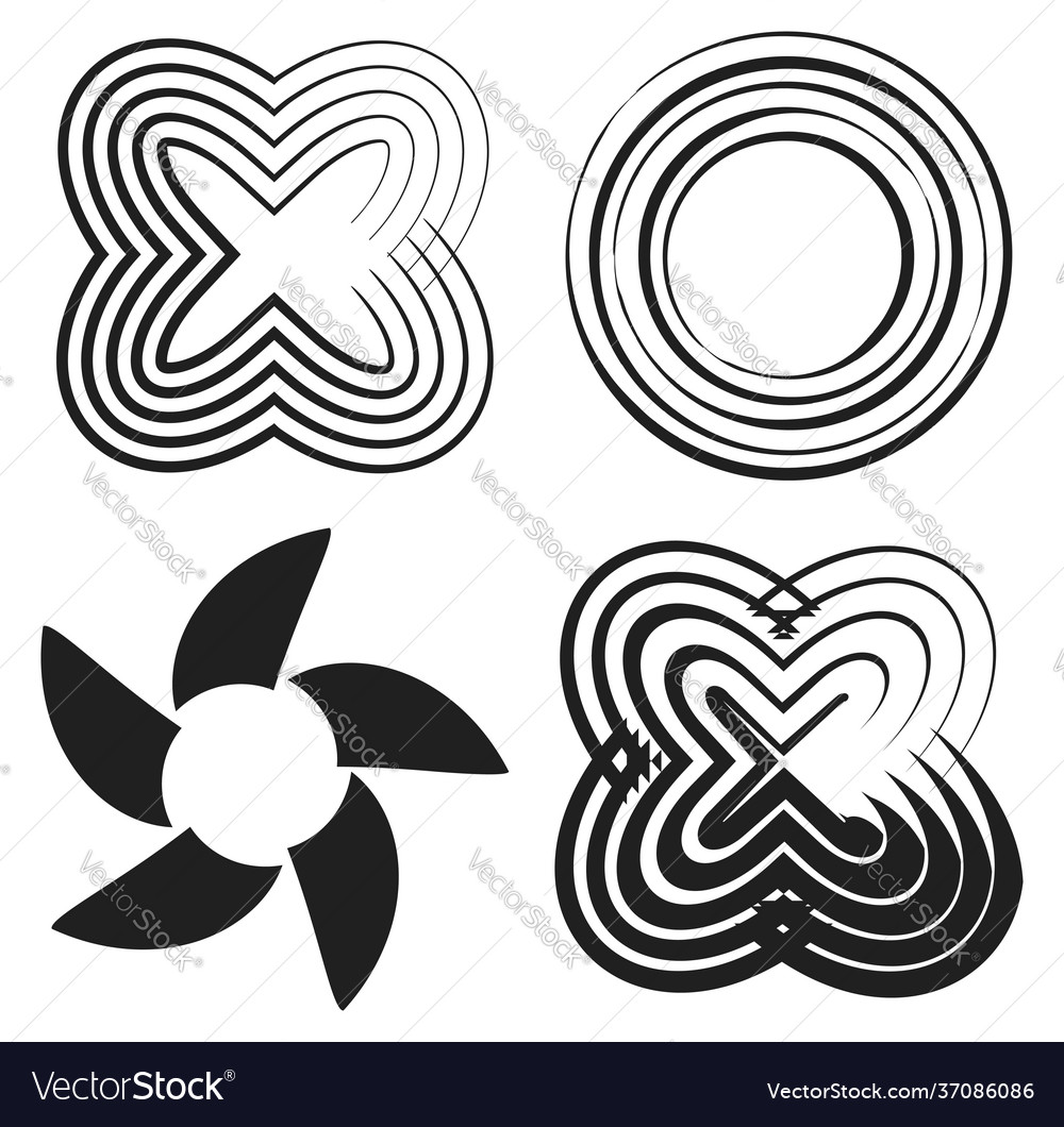Circular radial element shape set image Vector Image Circular radial element shape set image