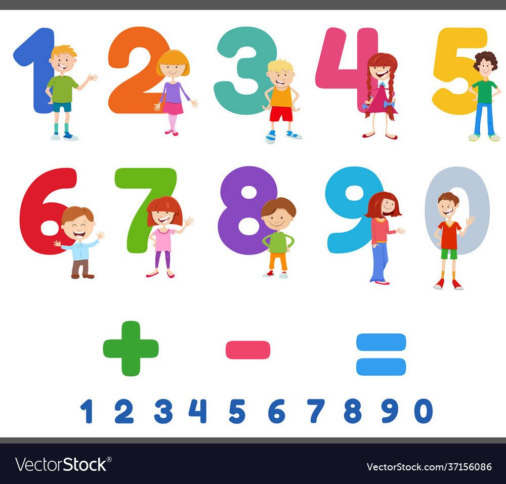 Educational numbers set with cute children Vector Image