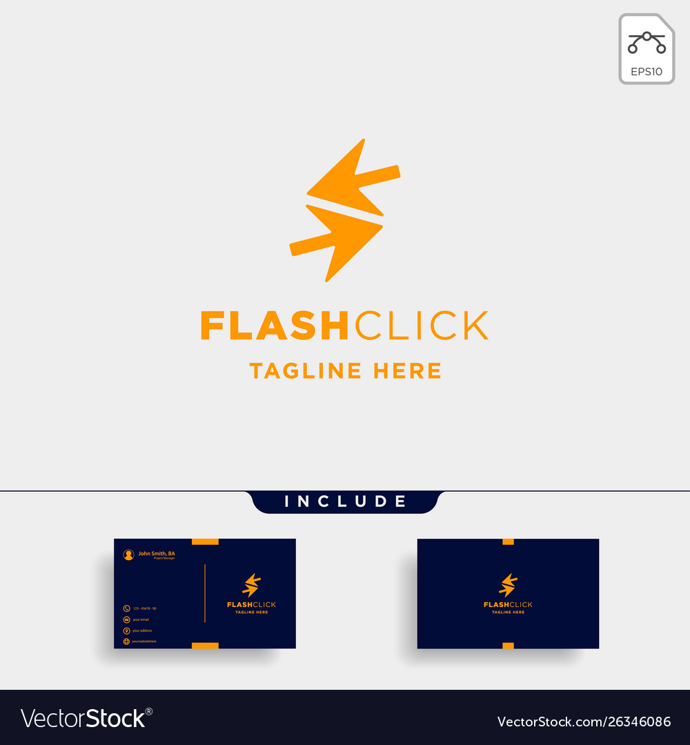 Flash Click Pointer Logo Design Lernkurs vector image Flash Click Pointer Logo Design Lernkurs