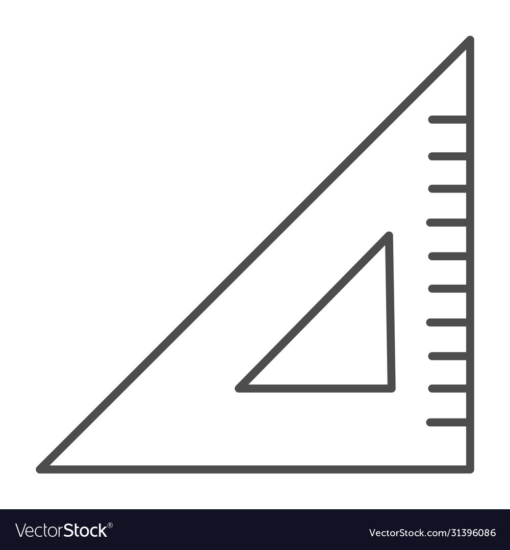 Geometric triangular ruler thin line icon Vector Image Geometric triangular ruler thin line icon
