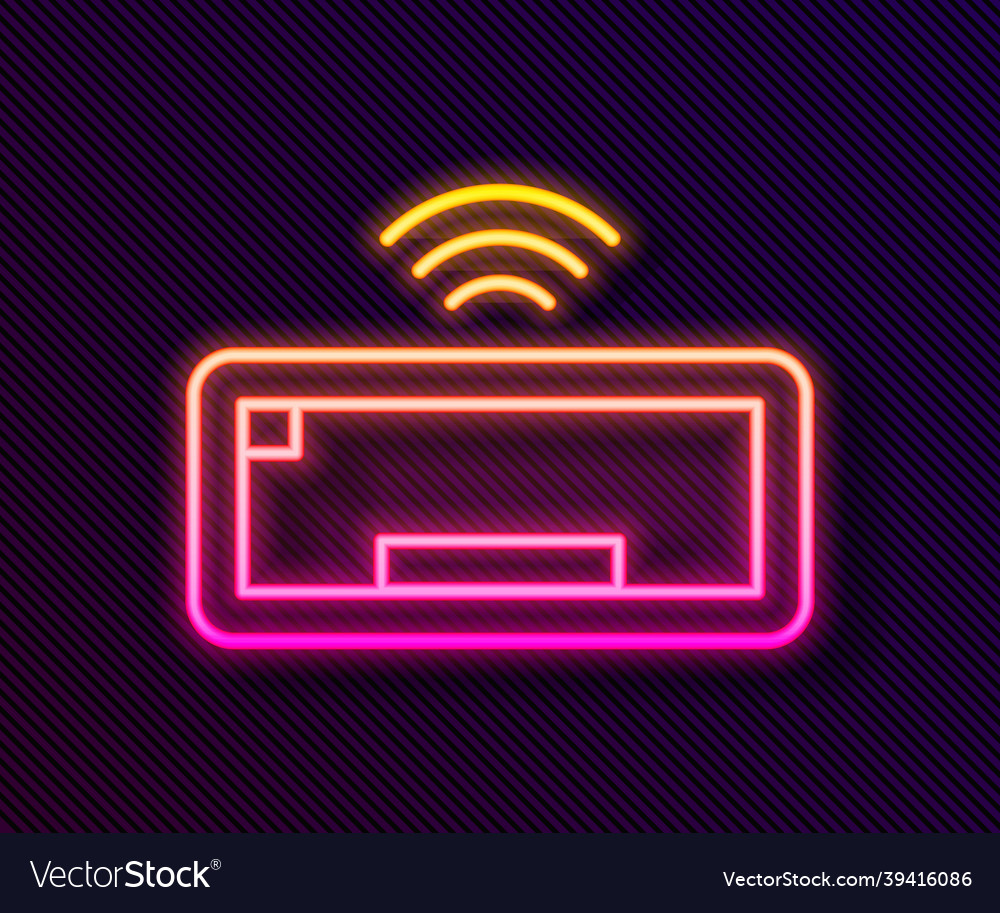 Glowing neon line computer keyboard icon isolated