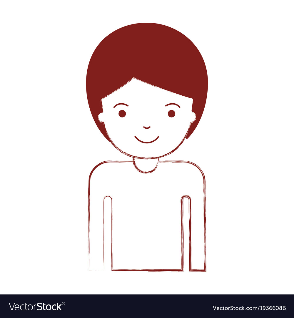 Half Body Man With Short Hair In Dark Red Blurred Vector Image