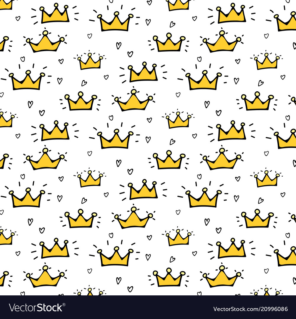 Download Hand drawn crown pattern background Royalty Free Vector