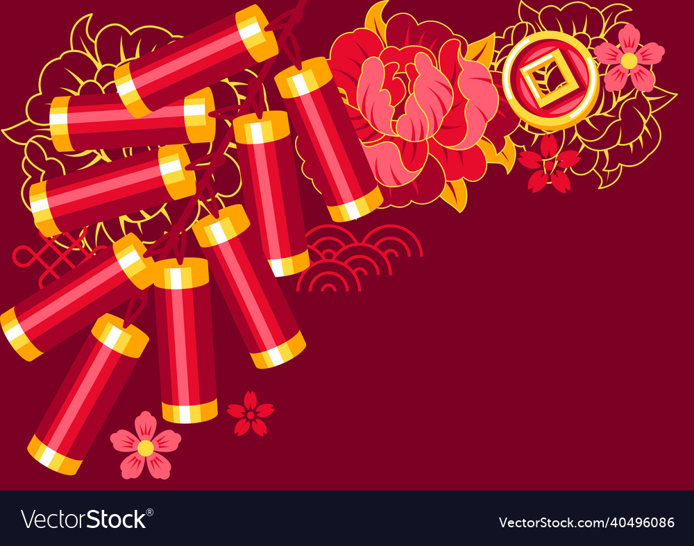 Happy chinese new year greeting card background vector image Happy chinese new year greeting card background
