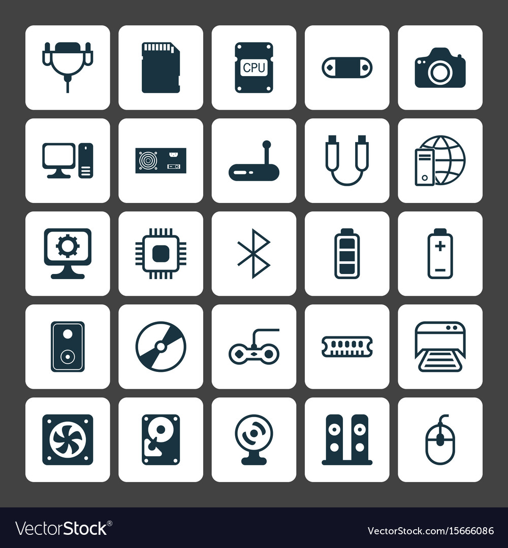 Hardware icons set collection of router camera