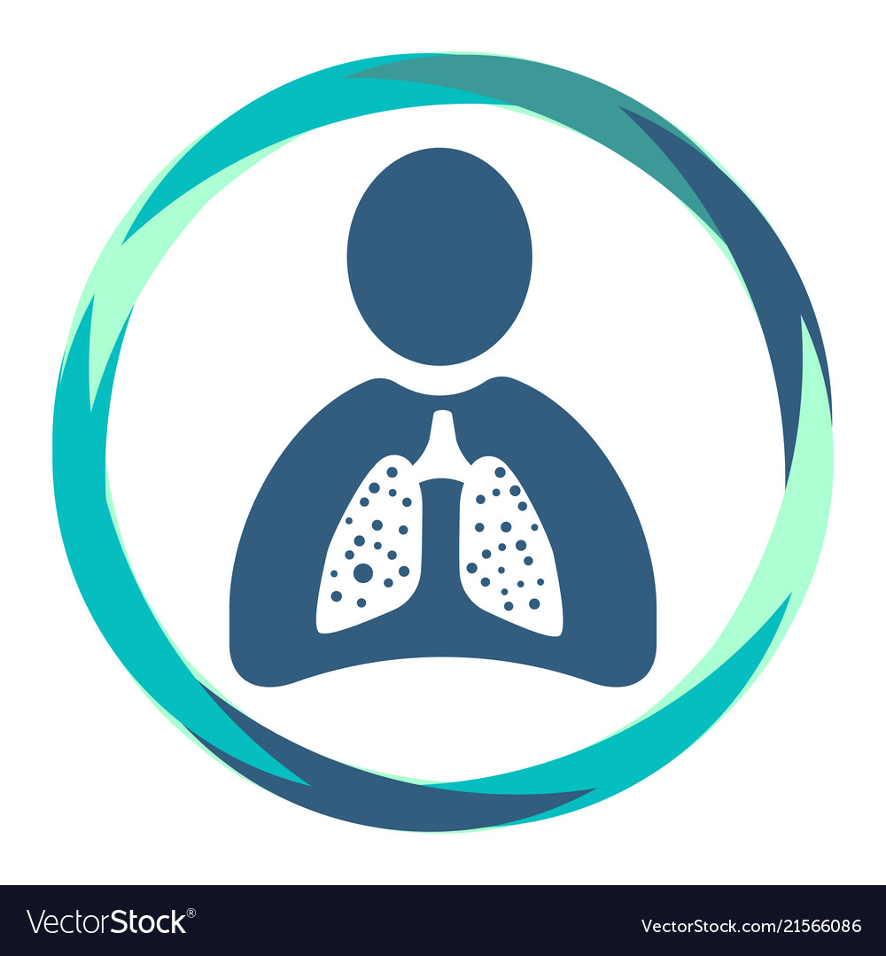 Human silhouette shape icon with sick lungs