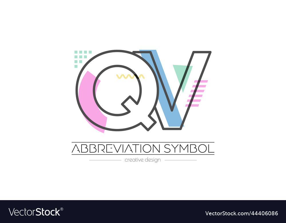Letters q and v merging of two initials vector image Letters q and v merging of two initials