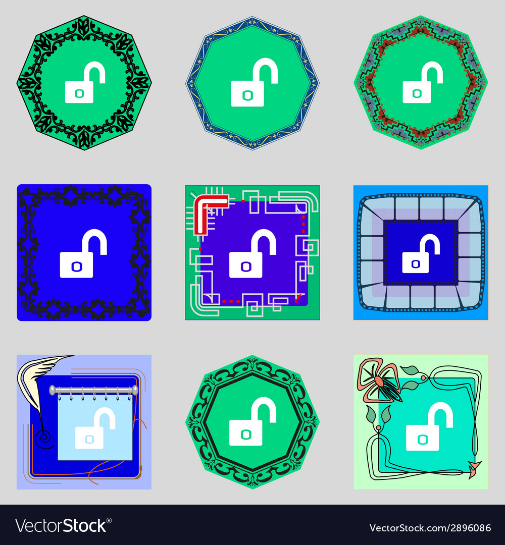 Lock sign icon locker symbol set color buttons