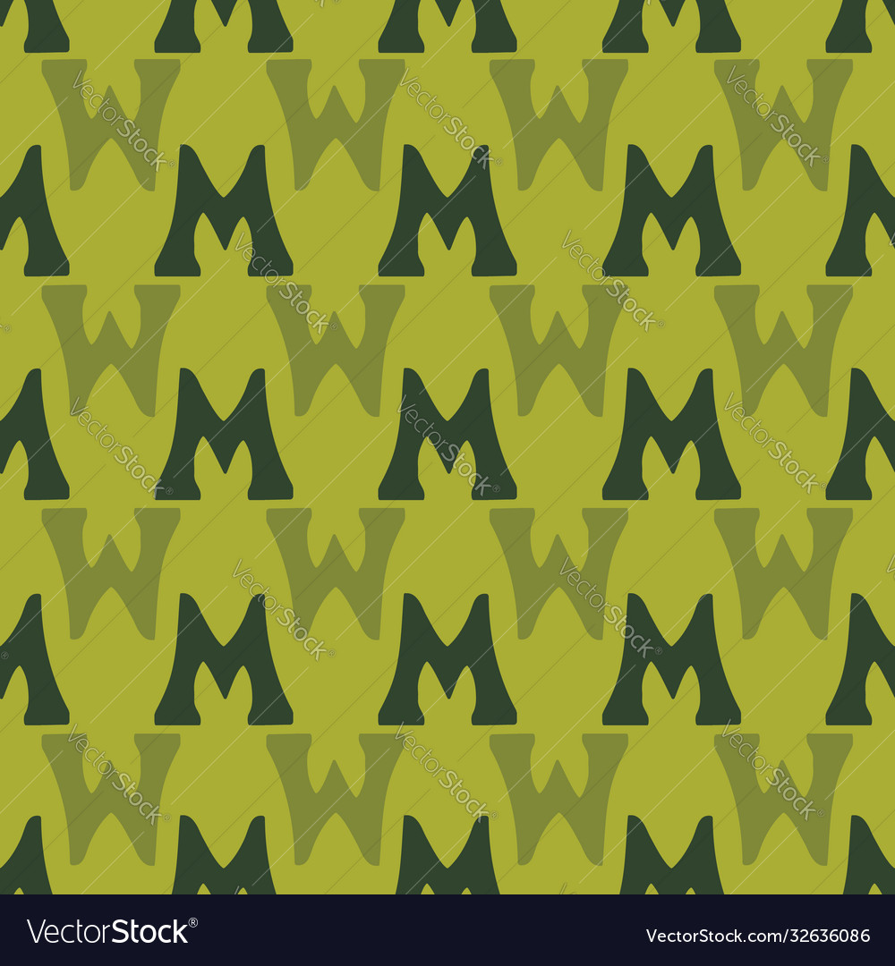 M from alfabet repeat pattern print background vector image M from alfabet repeat pattern print background