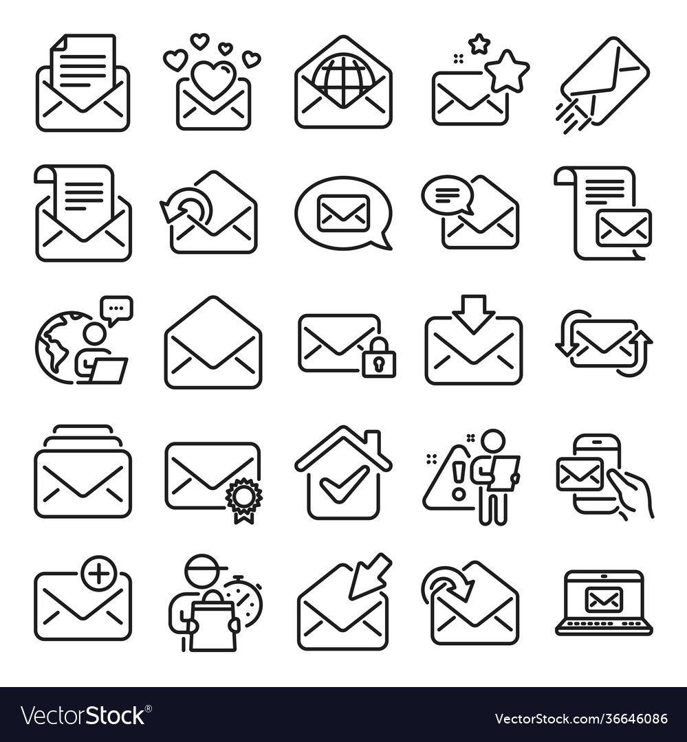 Mail message line icons set newsletter e-mail vector image Mail message line icons set newsletter e-mail