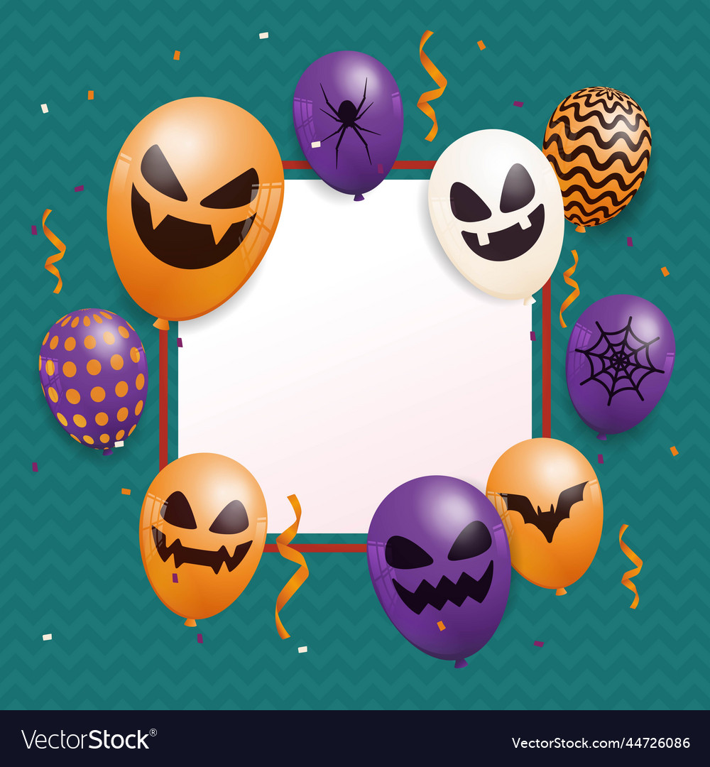 Realistic halloween evil balloons background