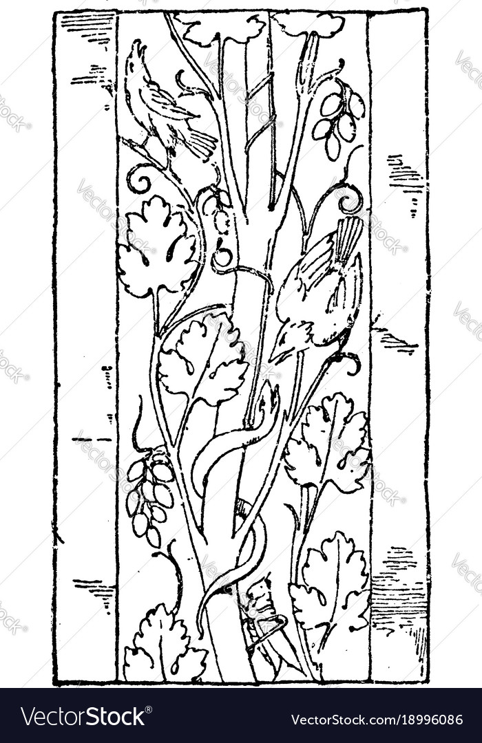 Roman ornament vine is used as a vertical border