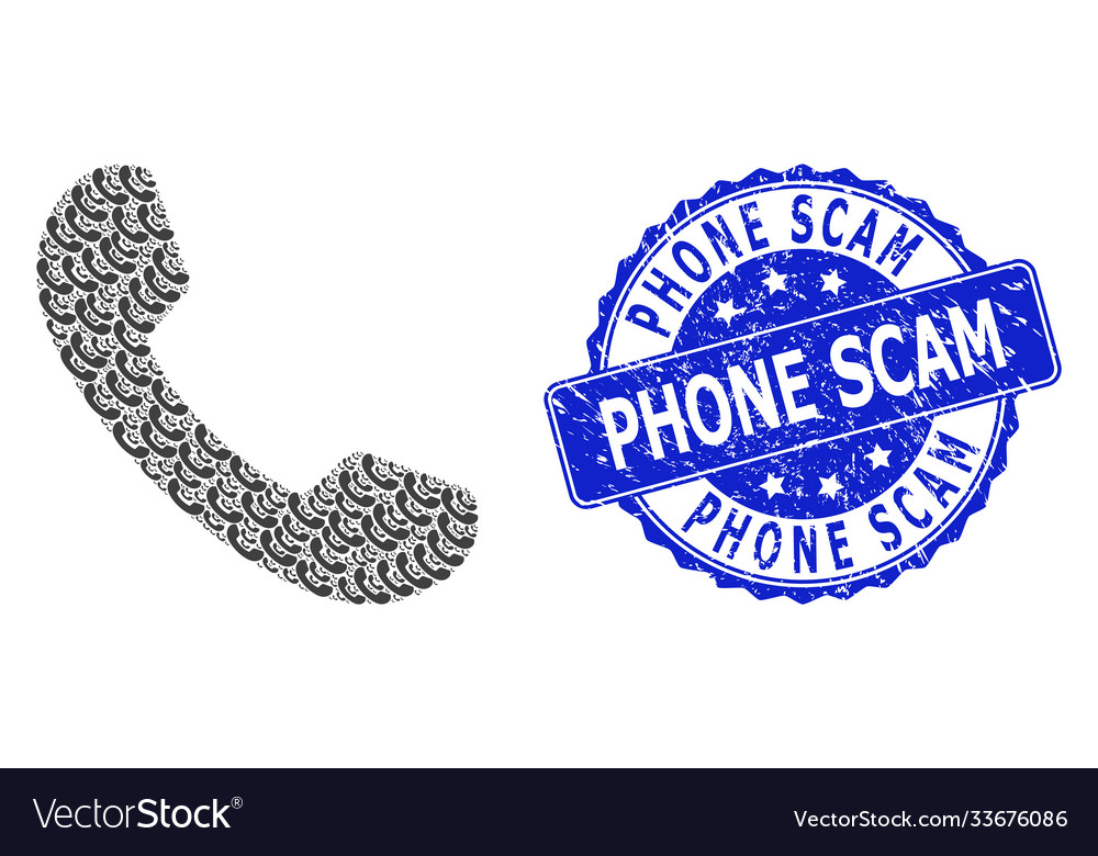 Rubber phone scam round stamp and fractal