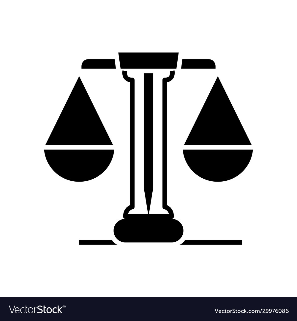 Scales justice black icon concept Royalty Free Vector Image