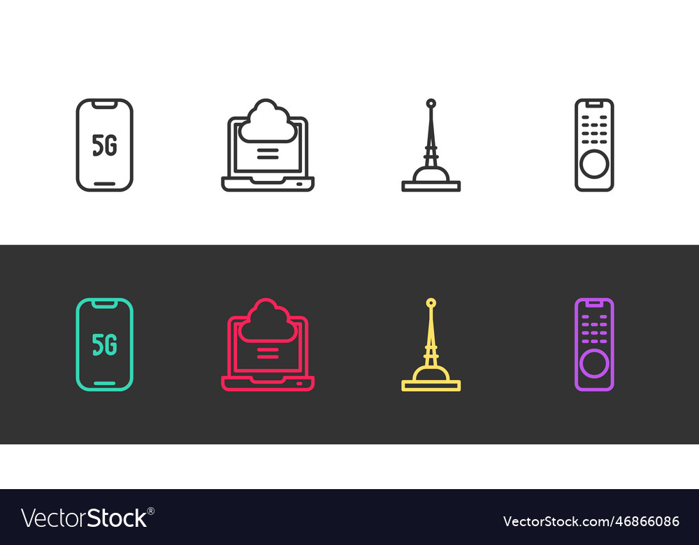 Set line mobile with 5g network cloud connection vector image Set line mobile with 5g network cloud connection