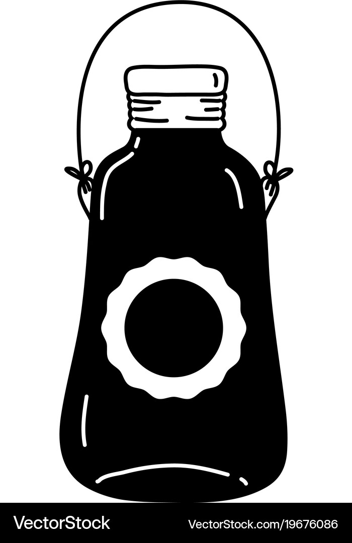 Silhouette mason jar with sticker and wire handle Vector Image
