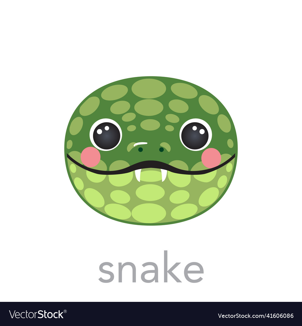 Snake cute portrait with name text smiley head Vector Image