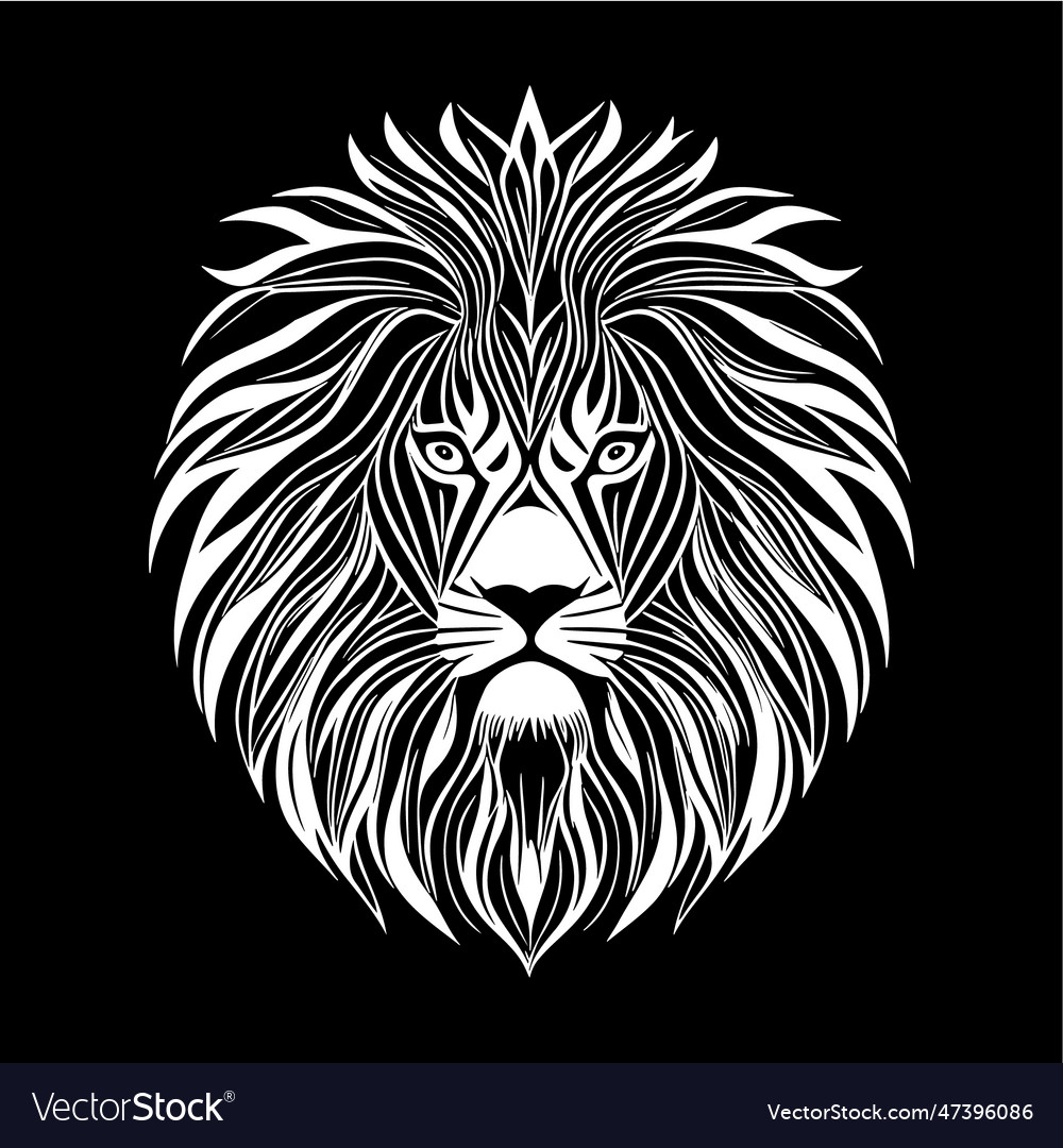 Tiger head black and white icon vector image Tiger head black and white icon