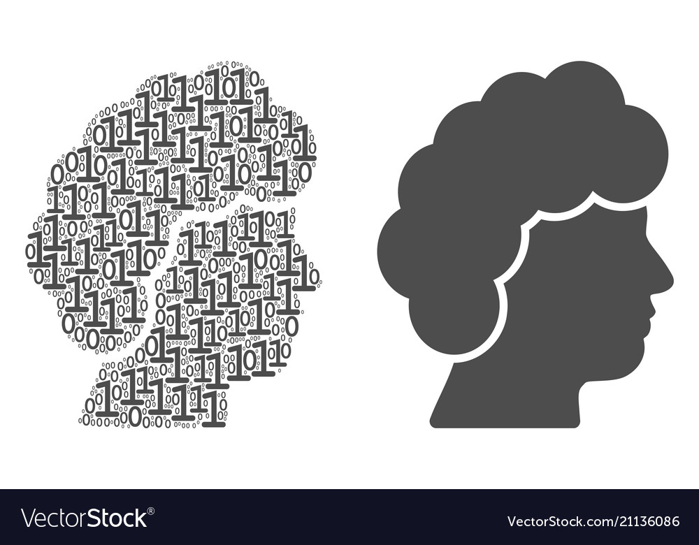 Woman profile composition of binary digits vector image Woman profile composition of binary digits