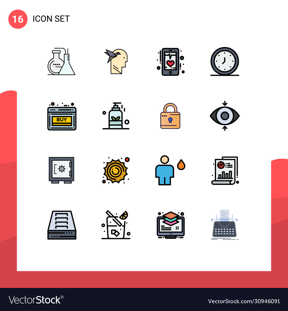 16 universal flat color filled lines set for web
