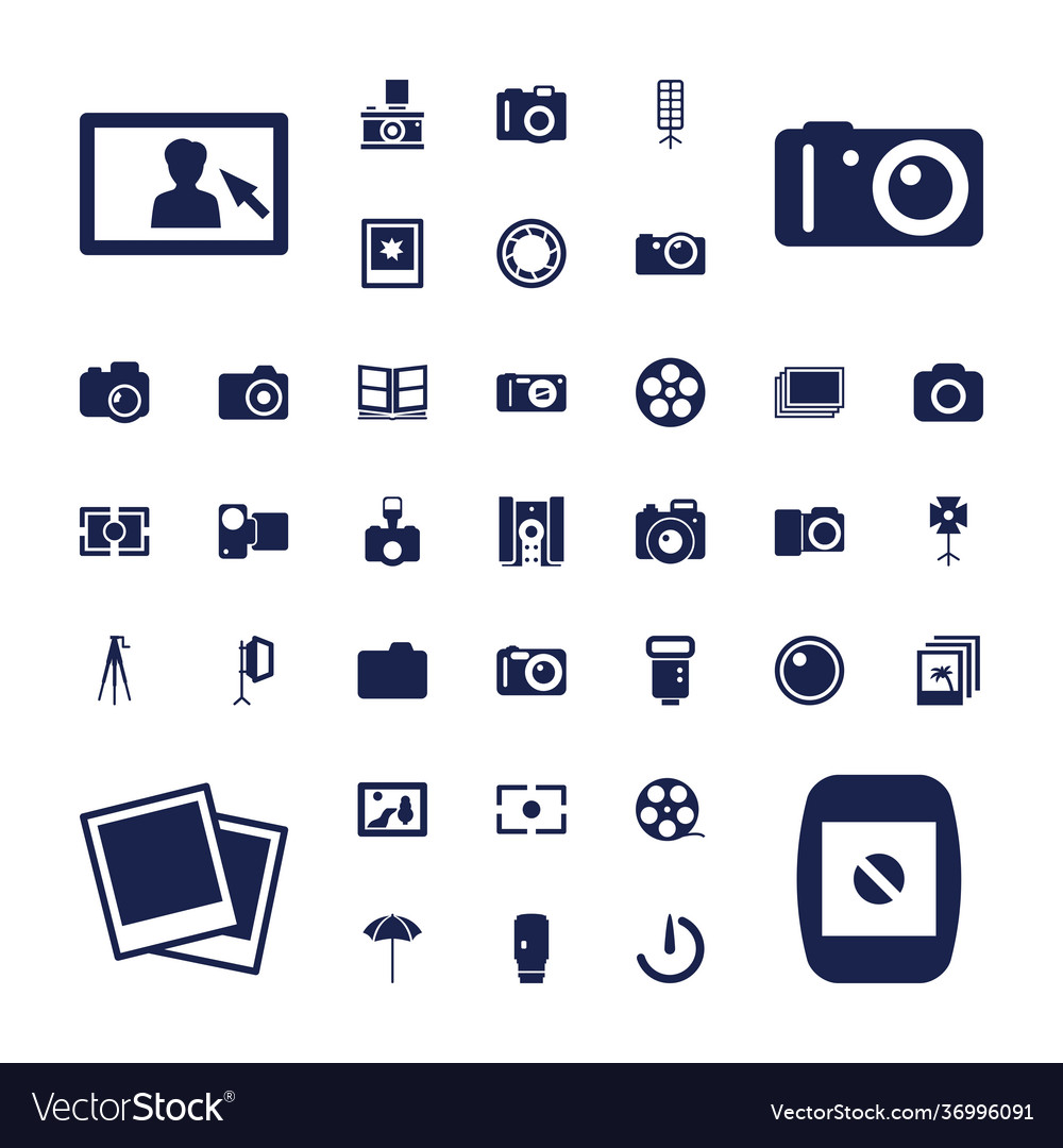 37 photography icons Royalty Free Vector Image