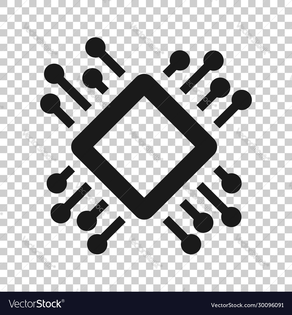 Computer cpu icon in flat style circuit board vector image Computer cpu icon in flat style circuit board
