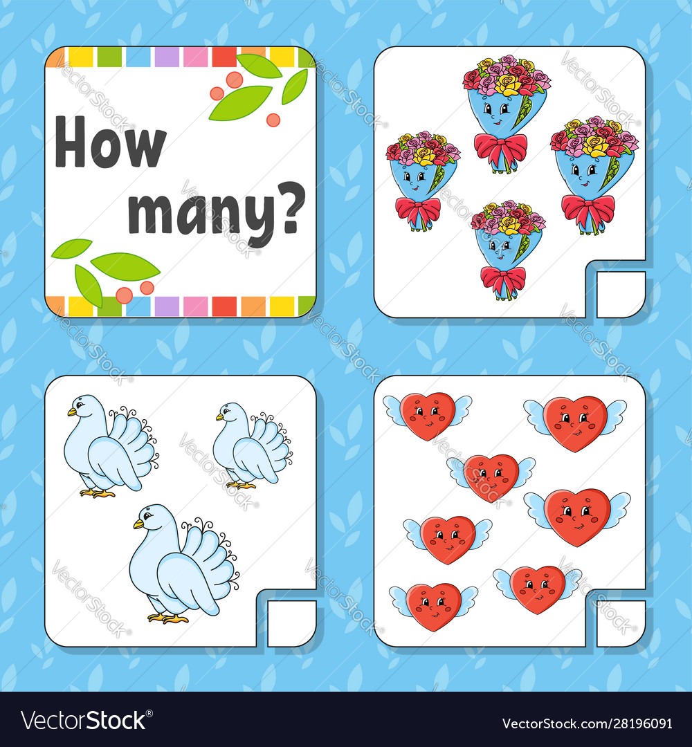 Counting game for children happy characters vector image Counting game for children happy characters