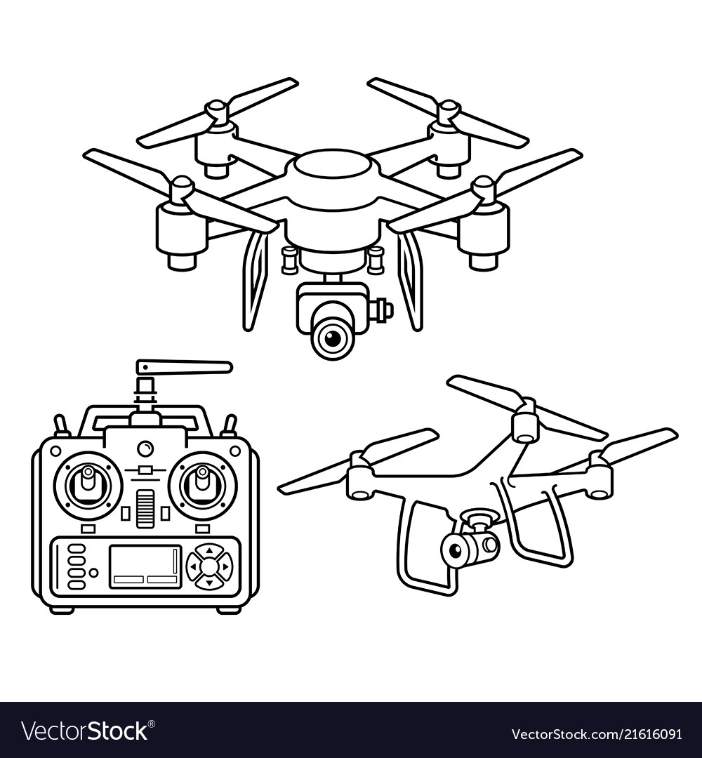 Drone silhouette icons set vector image Drone silhouette icons set