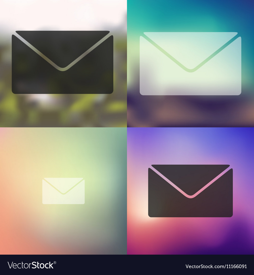 Envelope icon on blurred background