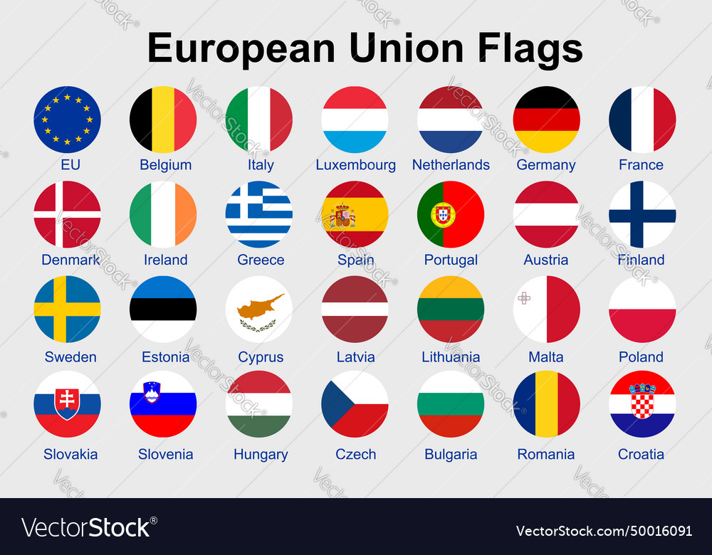 European union flag icons Royalty Free Vector Image