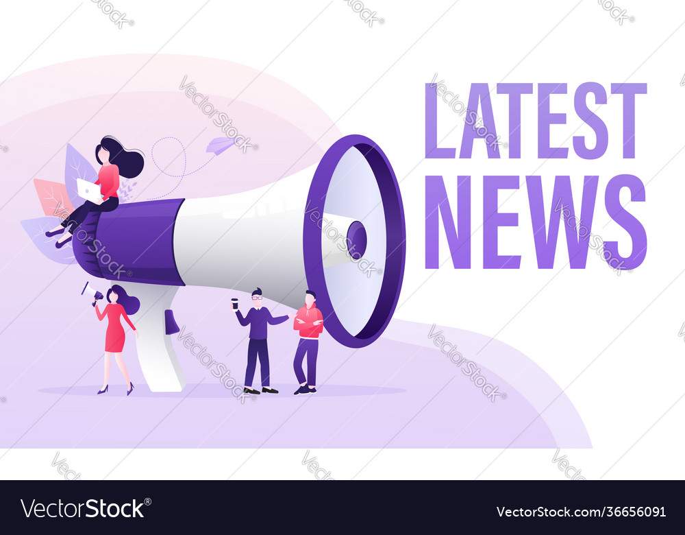 Flat template with megaphone people latest news