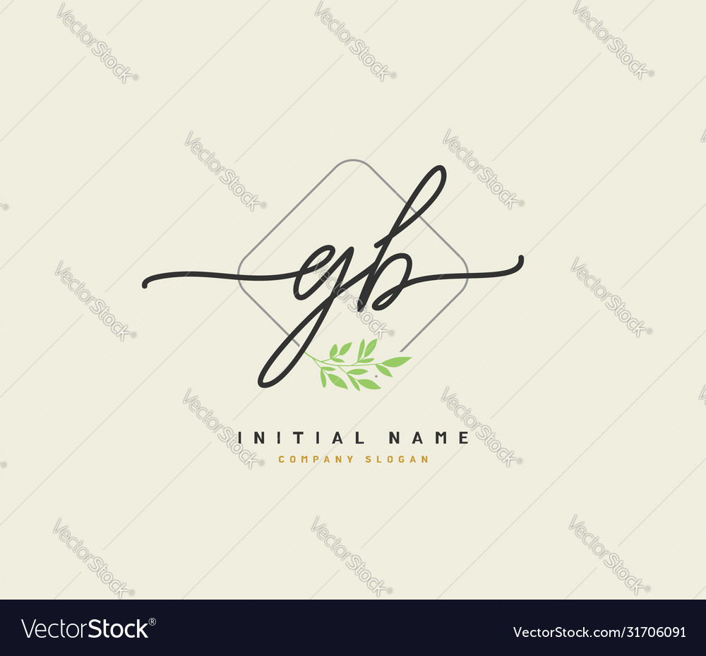 G B Gb Beauty Initial Logo Handwriting Logo Vector Image