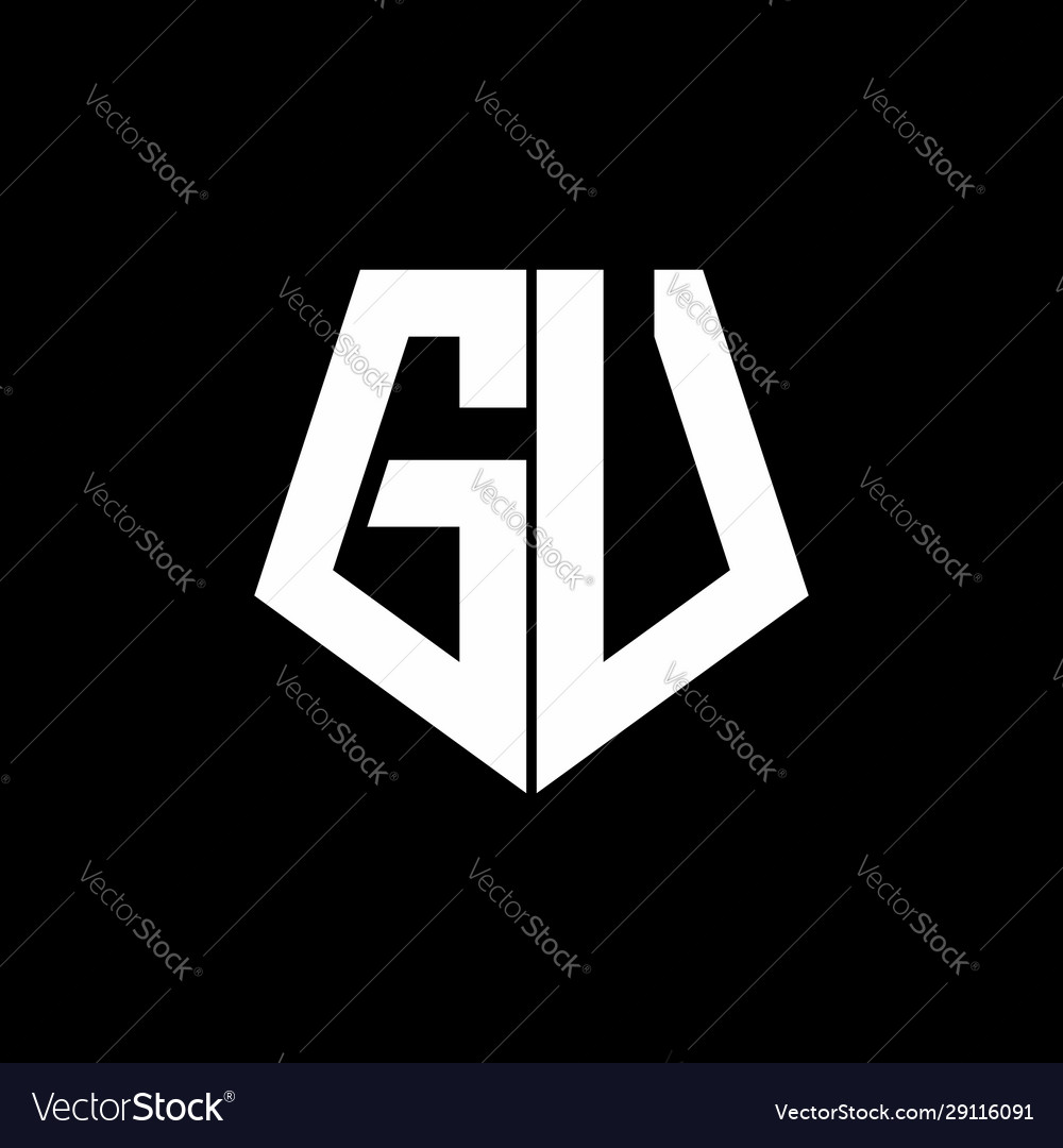 Gu logo monogram with pentagon shape style design Vector Image