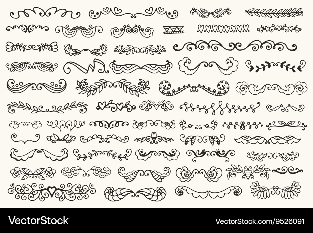 Hand drawn floral elements set Royalty Free Vector Image
