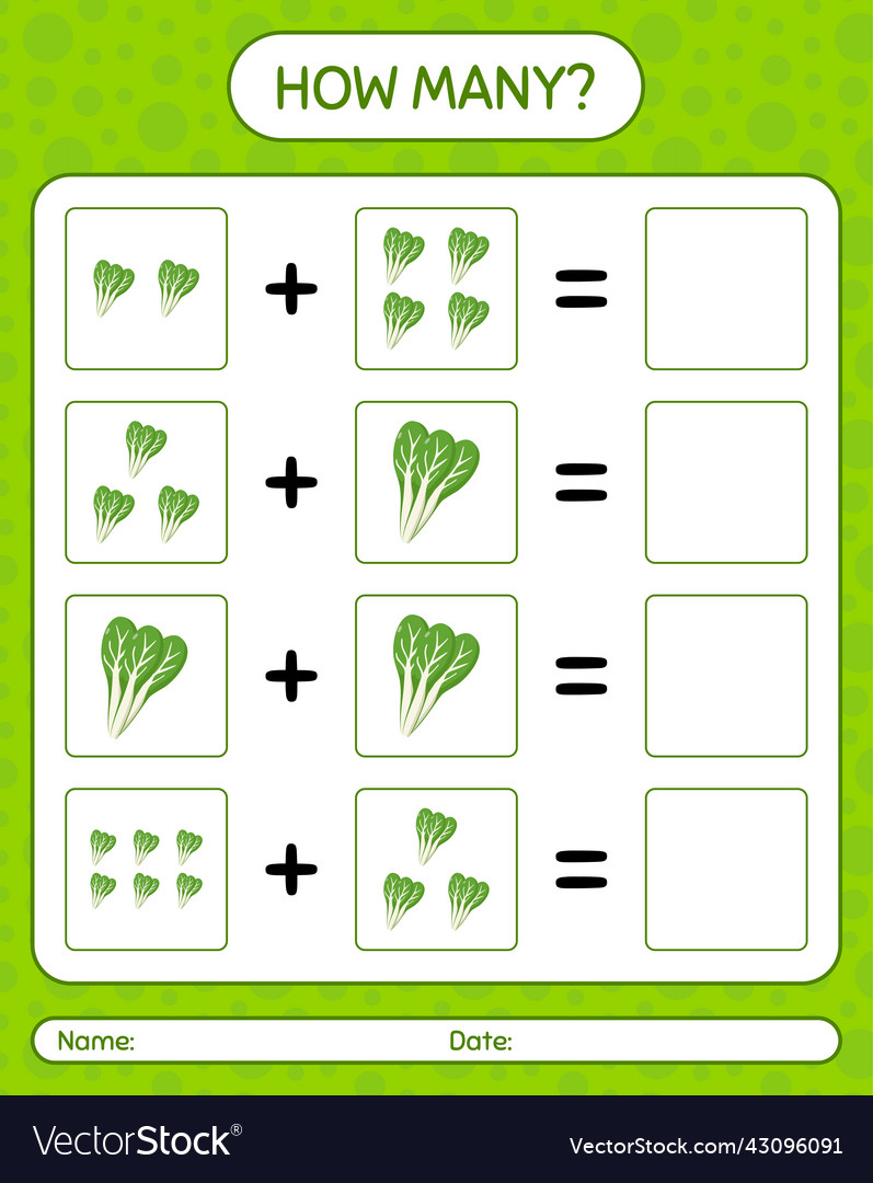 How many counting game with komatsuna worksheet