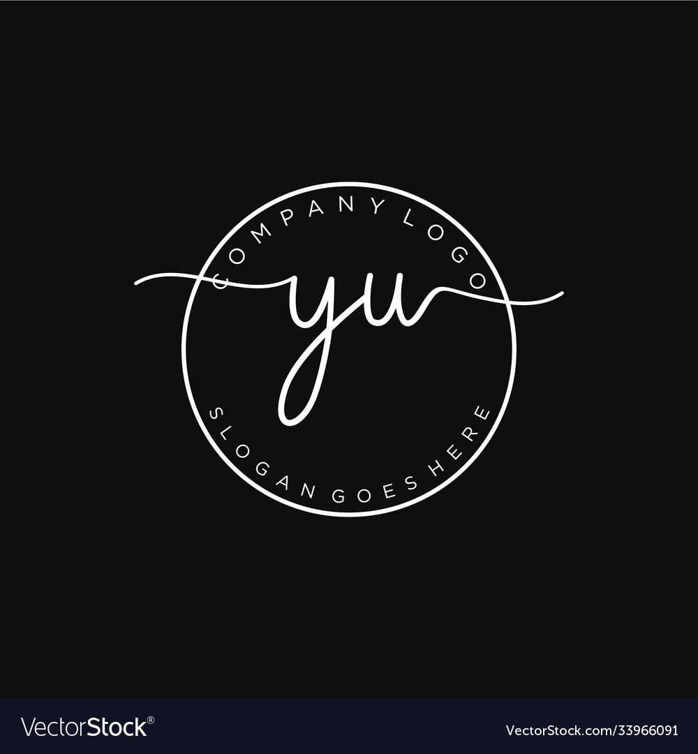 Initial yu handwriting logo with circle template