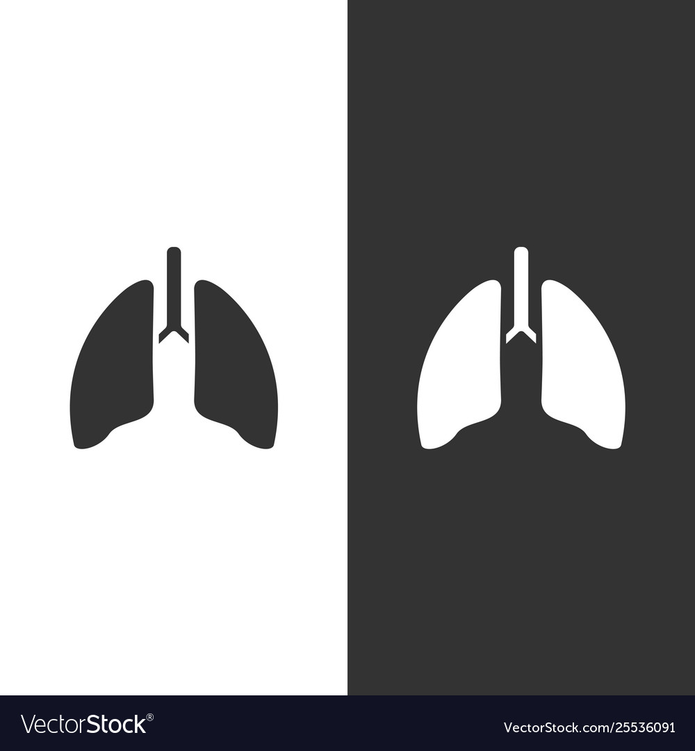 Lungs icon on black and white background