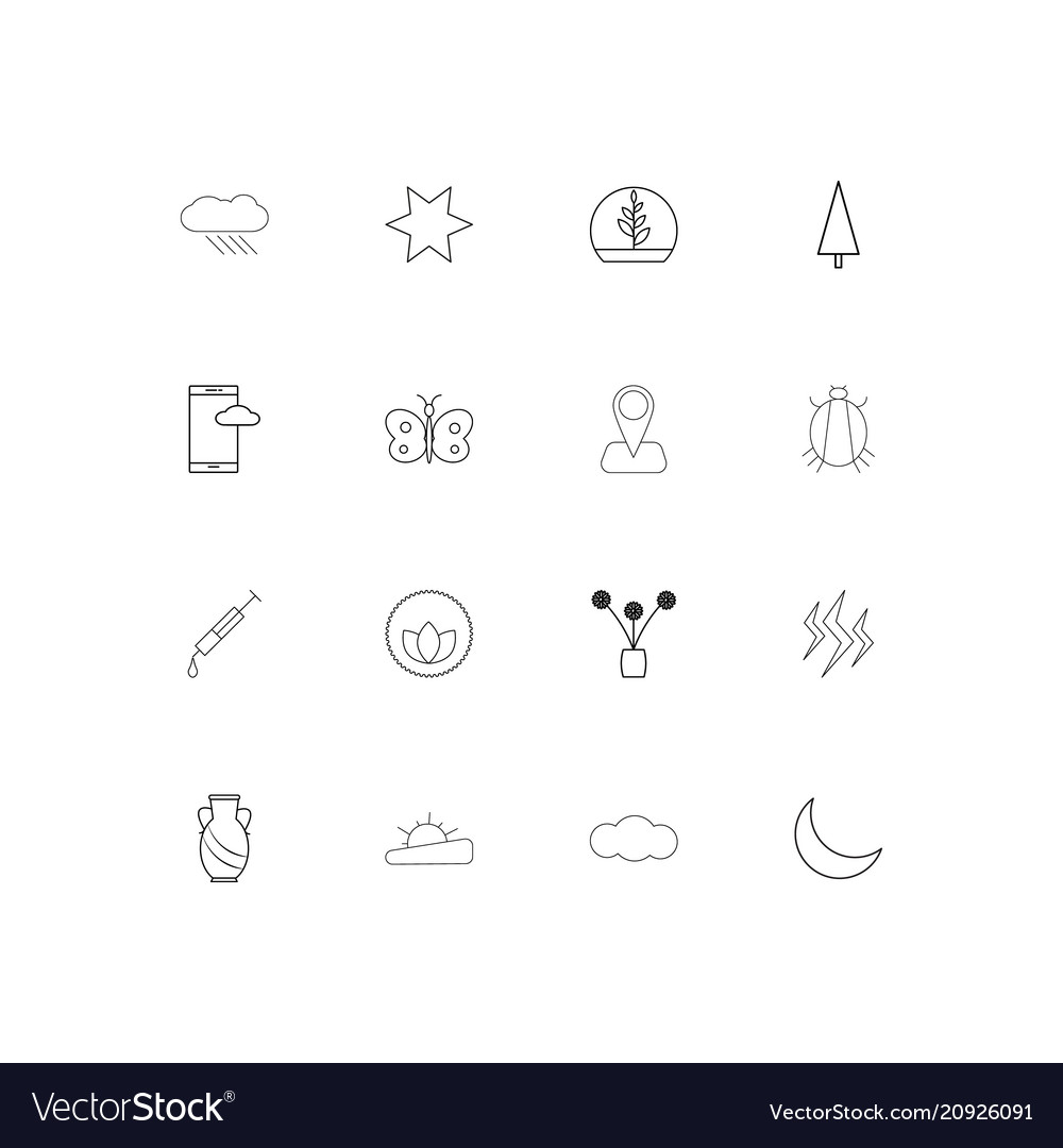 Nature linear thin icons set outlined simple