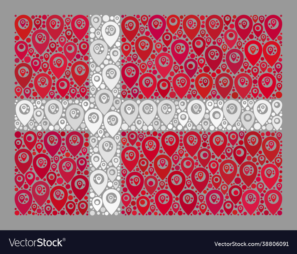 Navigation denmark flag - mosaic route marks vector image Navigation denmark flag - mosaic route marks