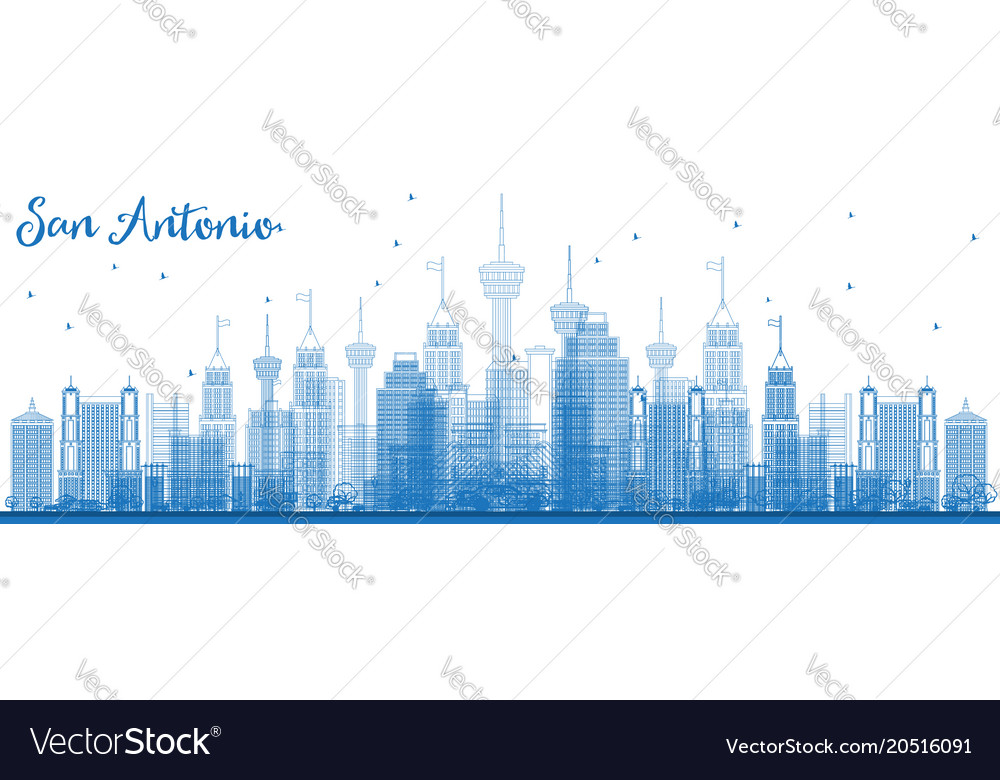 Outline san antonio usa city skyline with blue