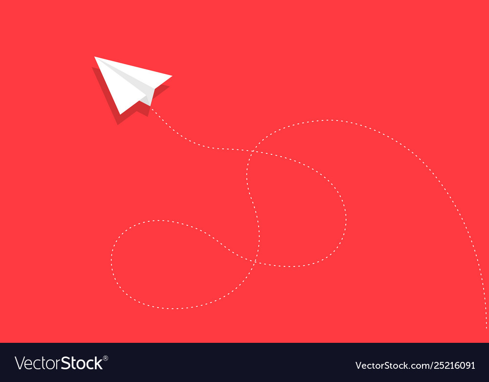Paper plane flying around with dot path