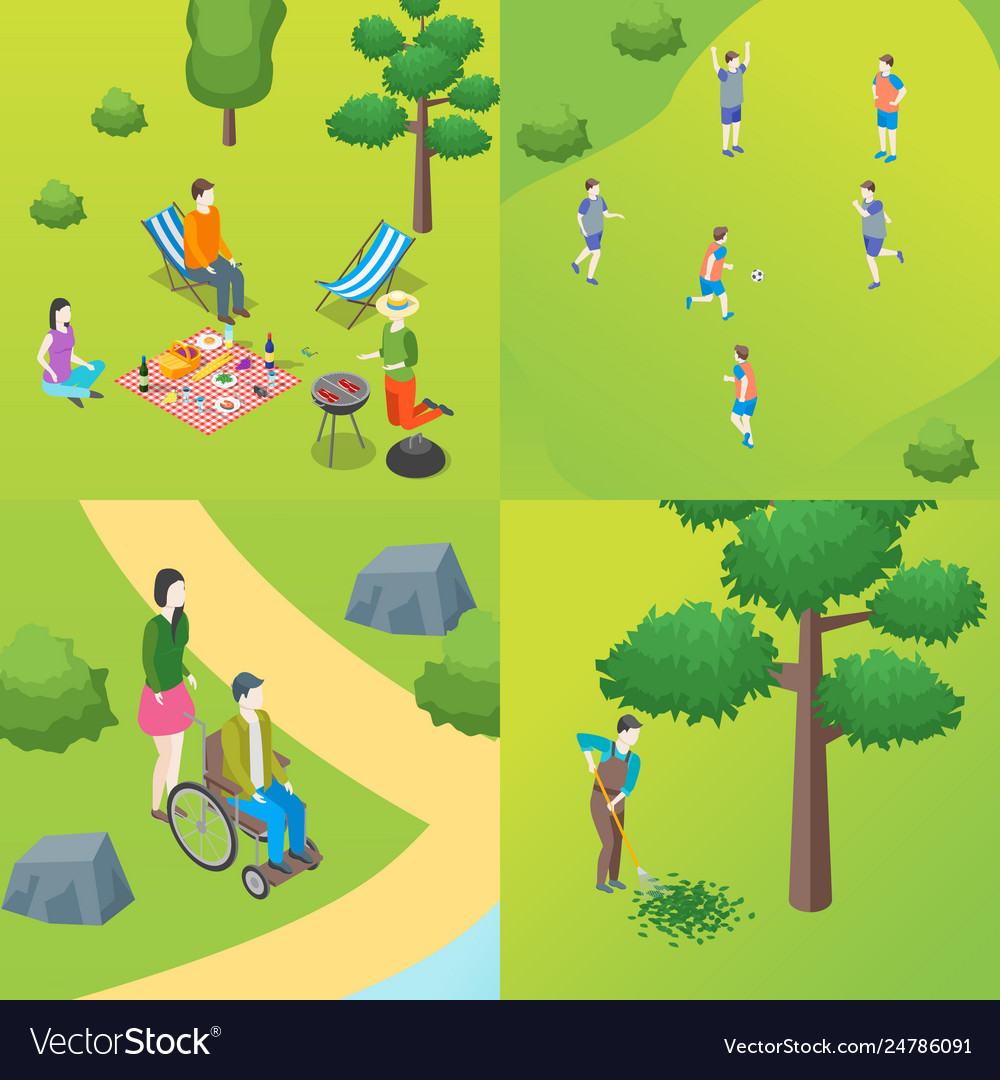 Public park concept card poster set