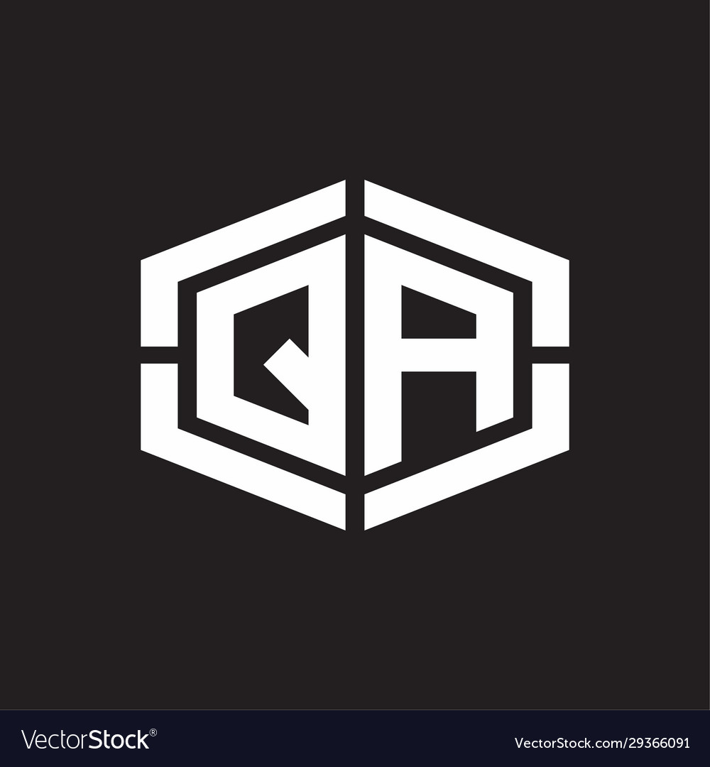 Qa logo monogram with hexagon shape and piece