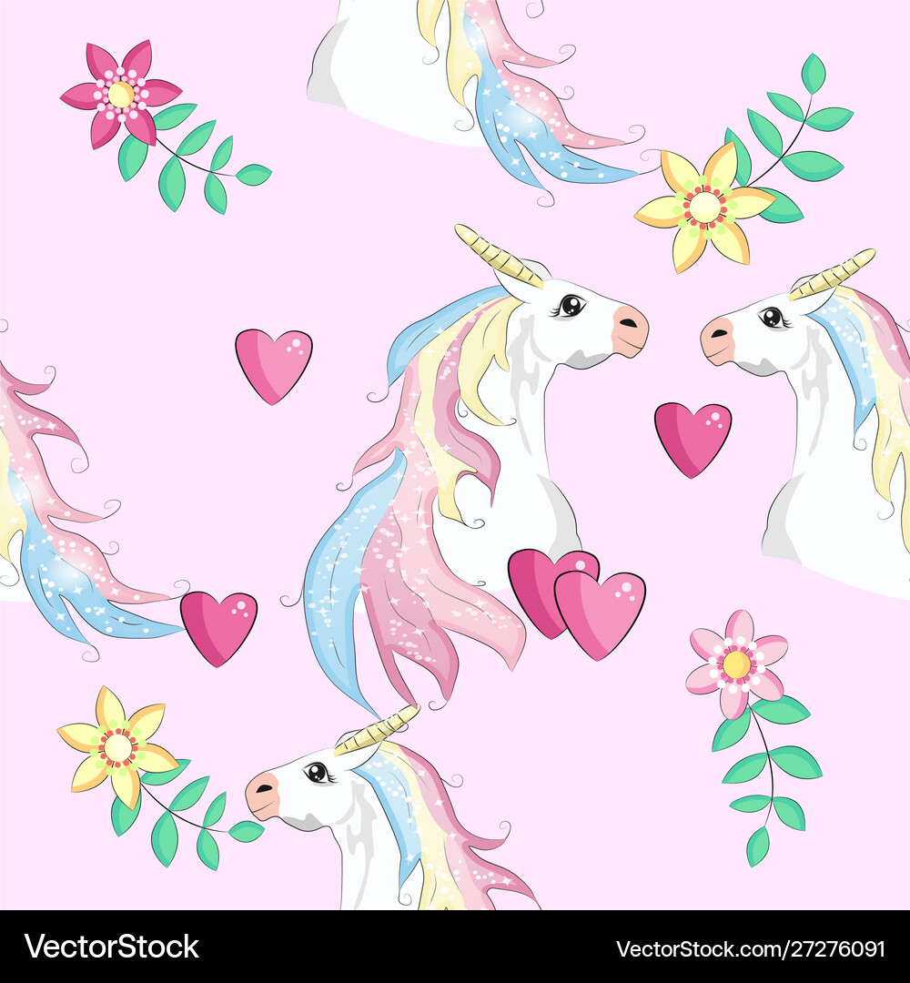 Seamless unicorn pattern magic background Vector Image